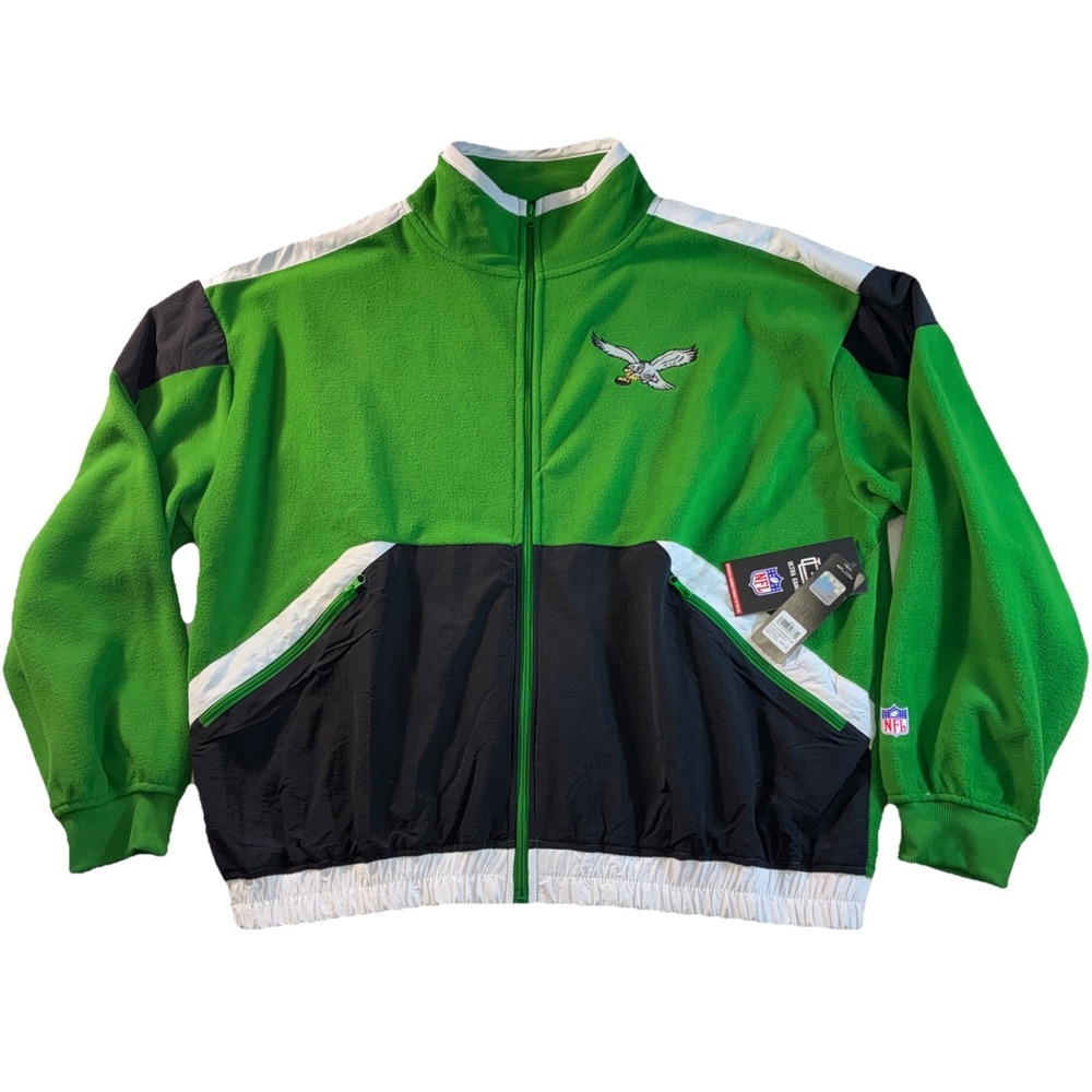 Ultra Game NFL Philadelphia Eagles Retro Kelly Green Fleece Jacket Men's XXL New
